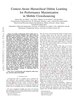 Context-Aware Hierarchical Online Learning for Performance Maximization
  in Mobile Crowdsourcing