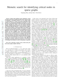 Memetic search for identifying critical nodes in sparse graphs