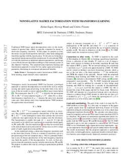 Nonnegative Matrix Factorization with Transform Learning