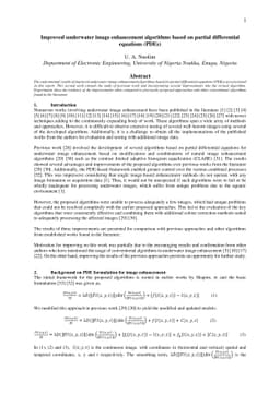 Improved underwater image enhancement algorithms based on partial
  differential equations (PDEs)