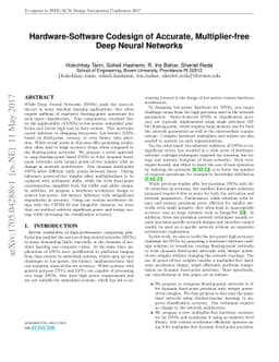 Hardware-Software Codesign of Accurate, Multiplier-free Deep Neural
  Networks