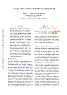 Arc-swift: A Novel Transition System for Dependency Parsing