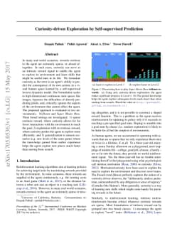 Curiosity-driven Exploration by Self-supervised Prediction