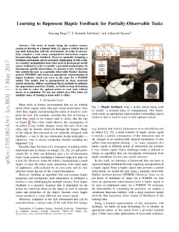 Learning to Represent Haptic Feedback for Partially-Observable Tasks