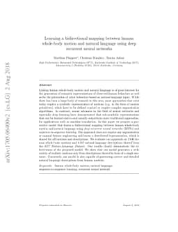 Learning a bidirectional mapping between human whole-body motion and
  natural language using deep recurrent neural networks