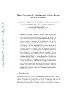 Plane Formation by Synchronous Mobile Robots without Chirality