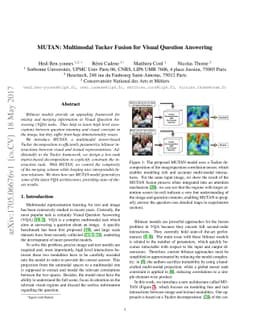 MUTAN: Multimodal Tucker Fusion for Visual Question Answering