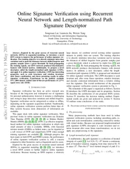 Online Signature Verification using Recurrent Neural Network and
  Length-normalized Path Signature