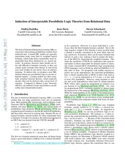 Induction of Interpretable Possibilistic Logic Theories from Relational
  Data