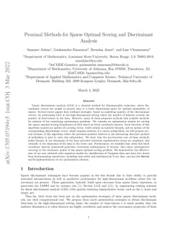 Proximal Methods for Sparse Optimal Scoring and Discriminant Analysis