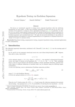 Hypothesis Testing via Euclidean Separation