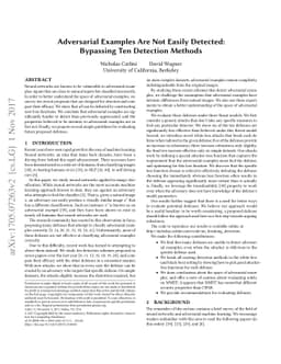 Adversarial Examples Are Not Easily Detected: Bypassing Ten Detection
  Methods