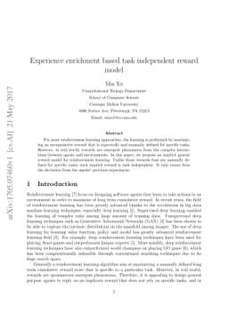 Experience enrichment based task independent reward model