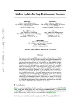 Shallow Updates for Deep Reinforcement Learning
