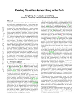 Evading Classifiers by Morphing in the Dark
