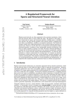 A Regularized Framework for Sparse and Structured Neural Attention
