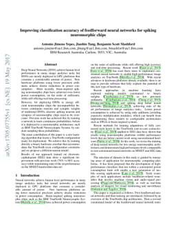 Improving classification accuracy of feedforward neural networks for
  spiking neuromorphic chips
