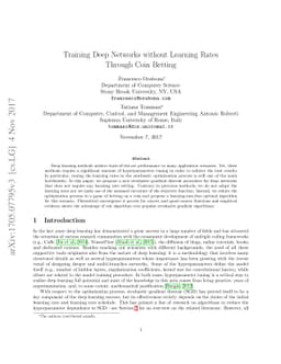 Training Deep Networks without Learning Rates Through Coin Betting