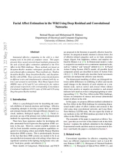 Facial Affect Estimation in the Wild Using Deep Residual and
  Convolutional Networks