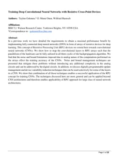 Training Deep Convolutional Neural Networks with Resistive Cross-Point
  Devices