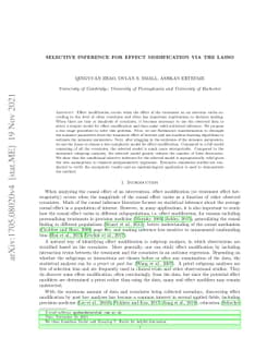 Selective inference for effect modification via the lasso