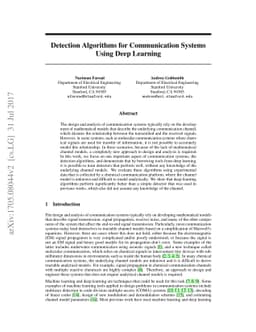 Detection Algorithms for Communication Systems Using Deep Learning