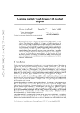Learning multiple visual domains with residual adapters