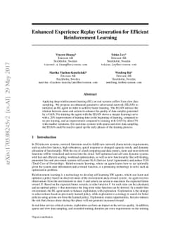 Enhanced Experience Replay Generation for Efficient Reinforcement
  Learning