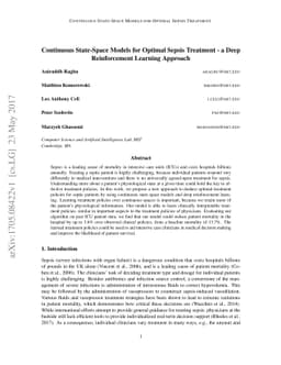 Continuous State-Space Models for Optimal Sepsis Treatment - a Deep
  Reinforcement Learning Approach