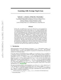 Learning with Average Top-k Loss