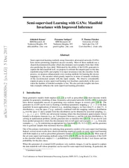 Semi-supervised Learning with GANs: Manifold Invariance with Improved
  Inference
