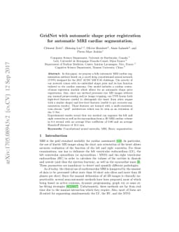 GridNet with automatic shape prior registration for automatic MRI
  cardiac segmentation