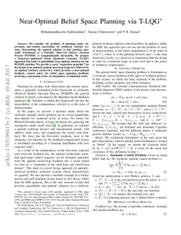 Near-Optimal Belief Space Planning via T-LQG