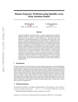 Human Trajectory Prediction using Spatially aware Deep Attention Models