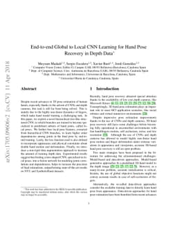 End-to-end Global to Local CNN Learning for Hand Pose Recovery in Depth
  Data
