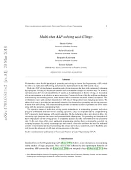 Multi-shot ASP solving with clingo