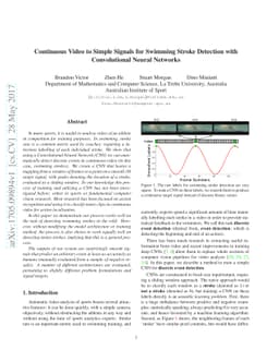 Continuous Video to Simple Signals for Swimming Stroke Detection with
  Convolutional Neural Networks