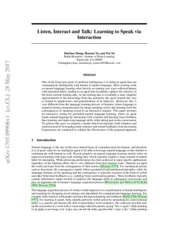 Listen, Interact and Talk: Learning to Speak via Interaction