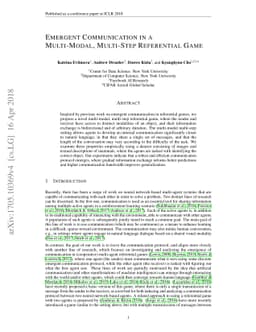 Emergent Communication in a Multi-Modal, Multi-Step Referential Game