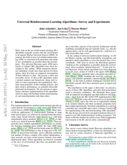 Universal Reinforcement Learning Algorithms: Survey and Experiments