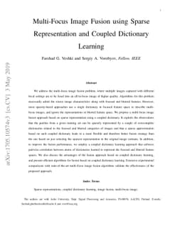 Multi-Focus Image Fusion Using Sparse Representation and Coupled
  Dictionary Learning