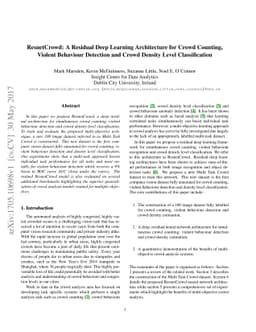 ResnetCrowd: A Residual Deep Learning Architecture for Crowd Counting,
  Violent Behaviour Detection and Crowd Density Level Classification