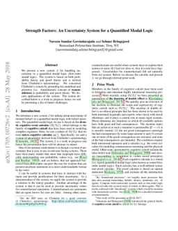 Strength Factors: An Uncertainty System for a Quantified Modal Logic