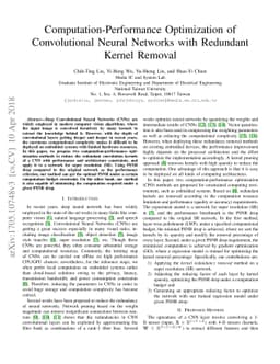Computation-Performance Optimization of Convolutional Neural Networks
  with Redundant Kernel Removal