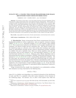 PCM-TV-TFV: A Novel Two Stage Framework for Image Reconstruction from
  Fourier Data