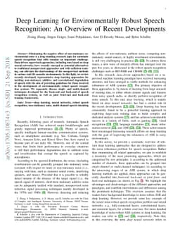 Deep Learning for Environmentally Robust Speech Recognition: An Overview
  of Recent Developments