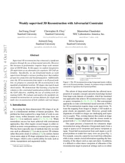 Weakly supervised 3D Reconstruction with Adversarial Constraint