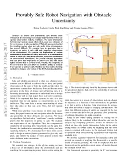 Provably Safe Robot Navigation with Obstacle Uncertainty