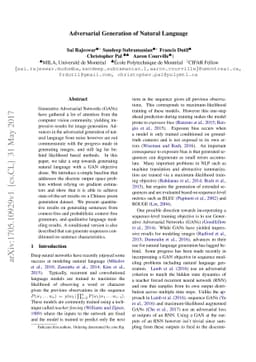 Adversarial Generation of Natural Language