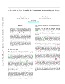 Criticality & Deep Learning II: Momentum Renormalisation Group